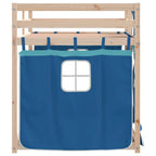 vidaXL Etagenbett mit Vorhängen Blau 90x200 cm Massivholz Kiefer