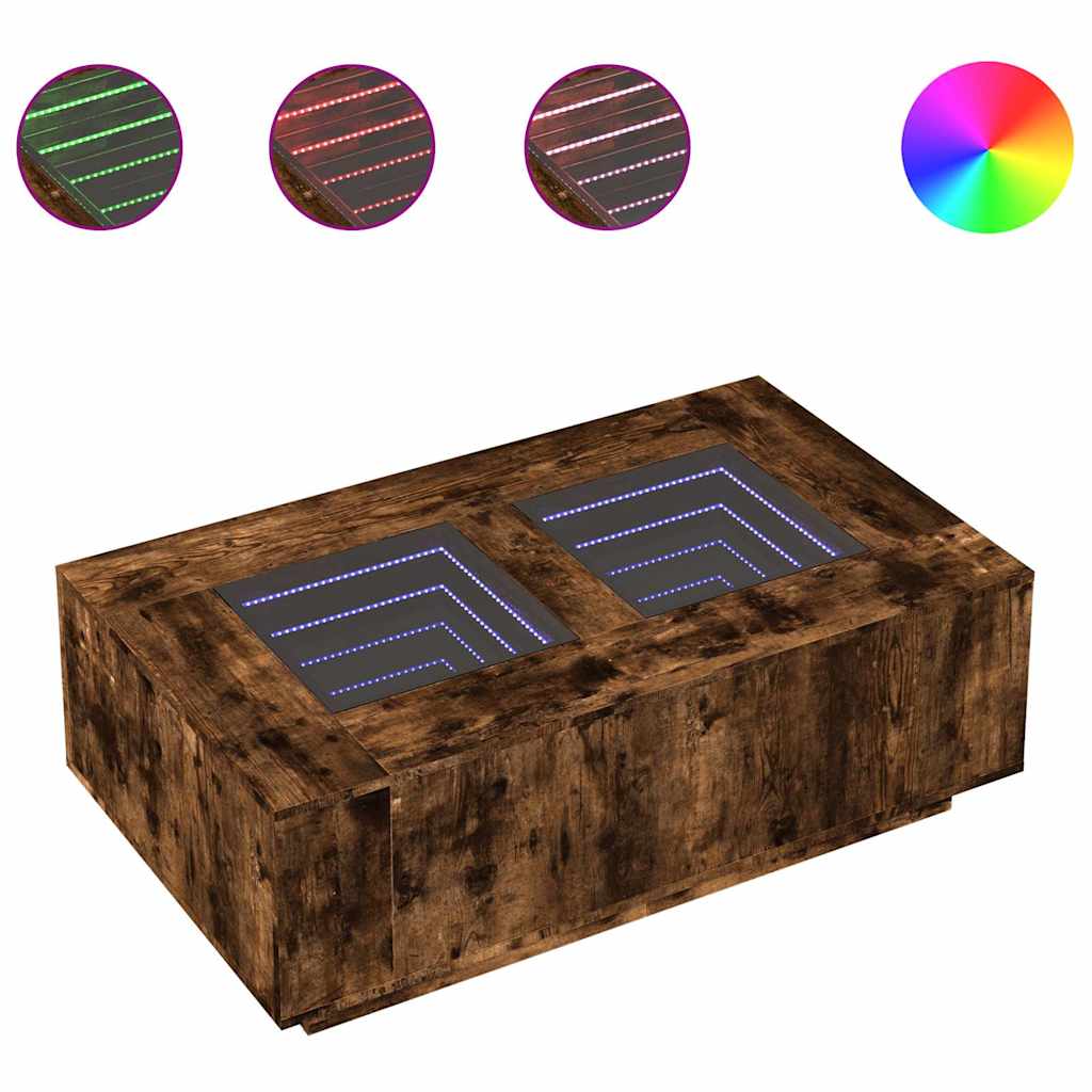 vidaXL Couchtisch mit Infinity-LED Räuchereiche 116x69x40 cm