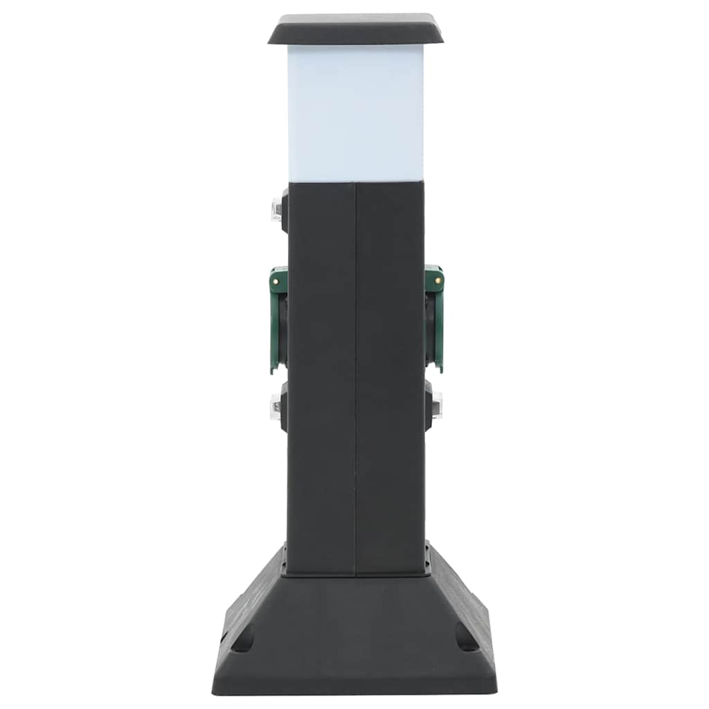 vidaXL Außensteckdose mit Lampe und Erdspieß 2-fach 16x16x39,5cm