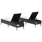 vidaXL 3-tlg. Sonnenliegen-Set mit Auflage Schwarz Poly-Rattan