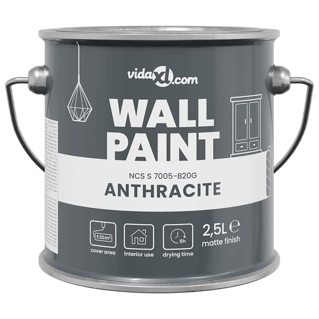 vidaXL Wandfarbe Grau 2,5 L Wanddruck