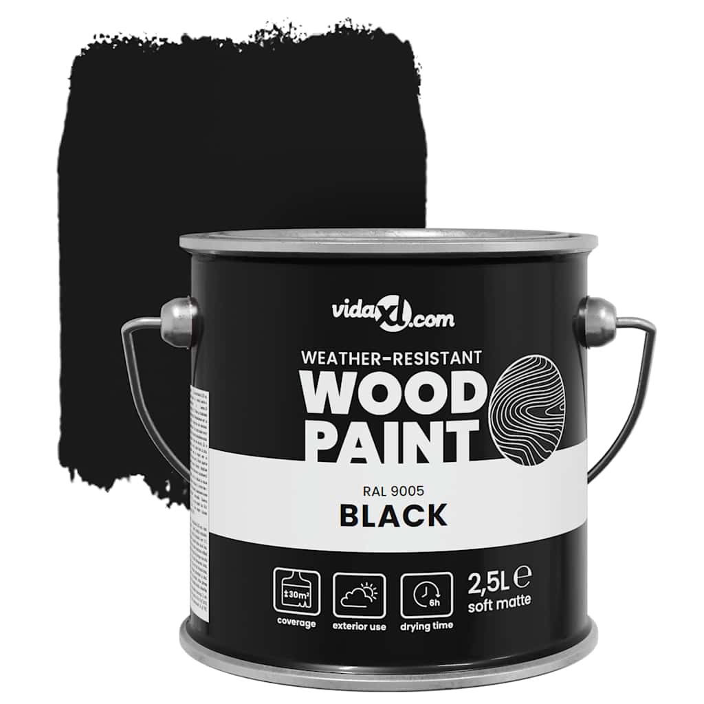 vidaXL Holzfarbe Schwarz 2,5 L Wanddruck