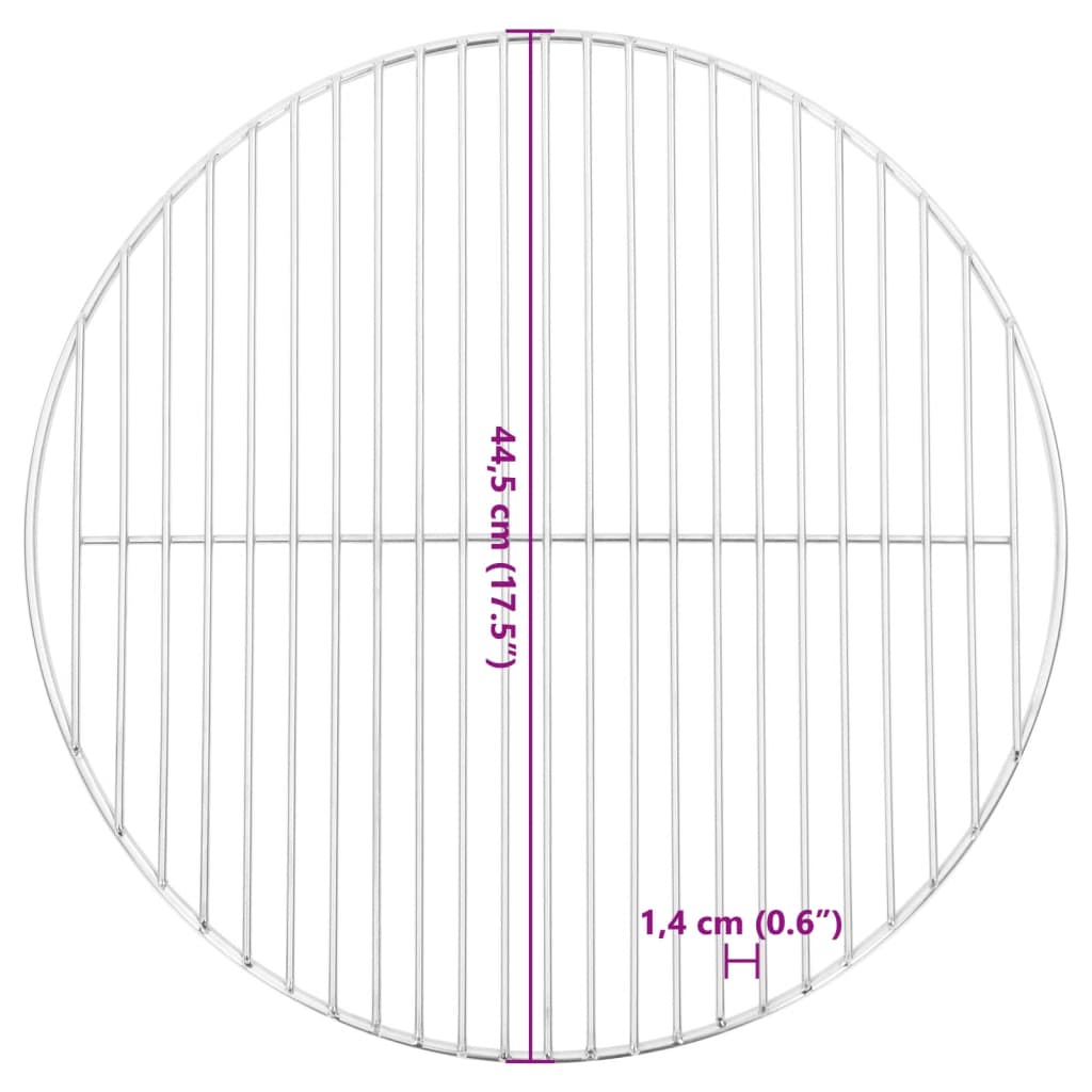 vidaXL Grillrost Rund Ø44,5 cm 304 Edelstahl