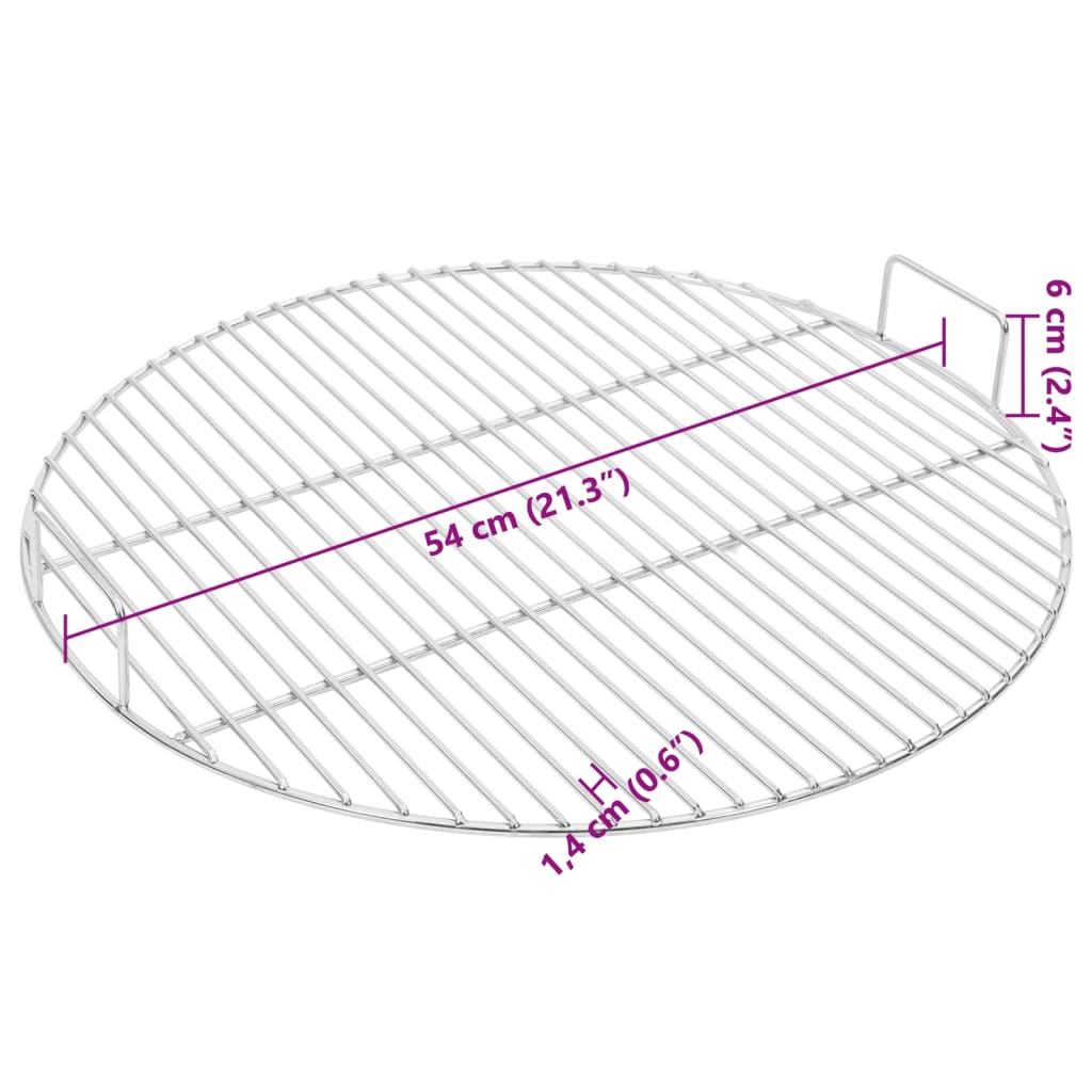 vidaXL Grillrost mit Griffen Rund Ø54 cm 304 Edelstahl