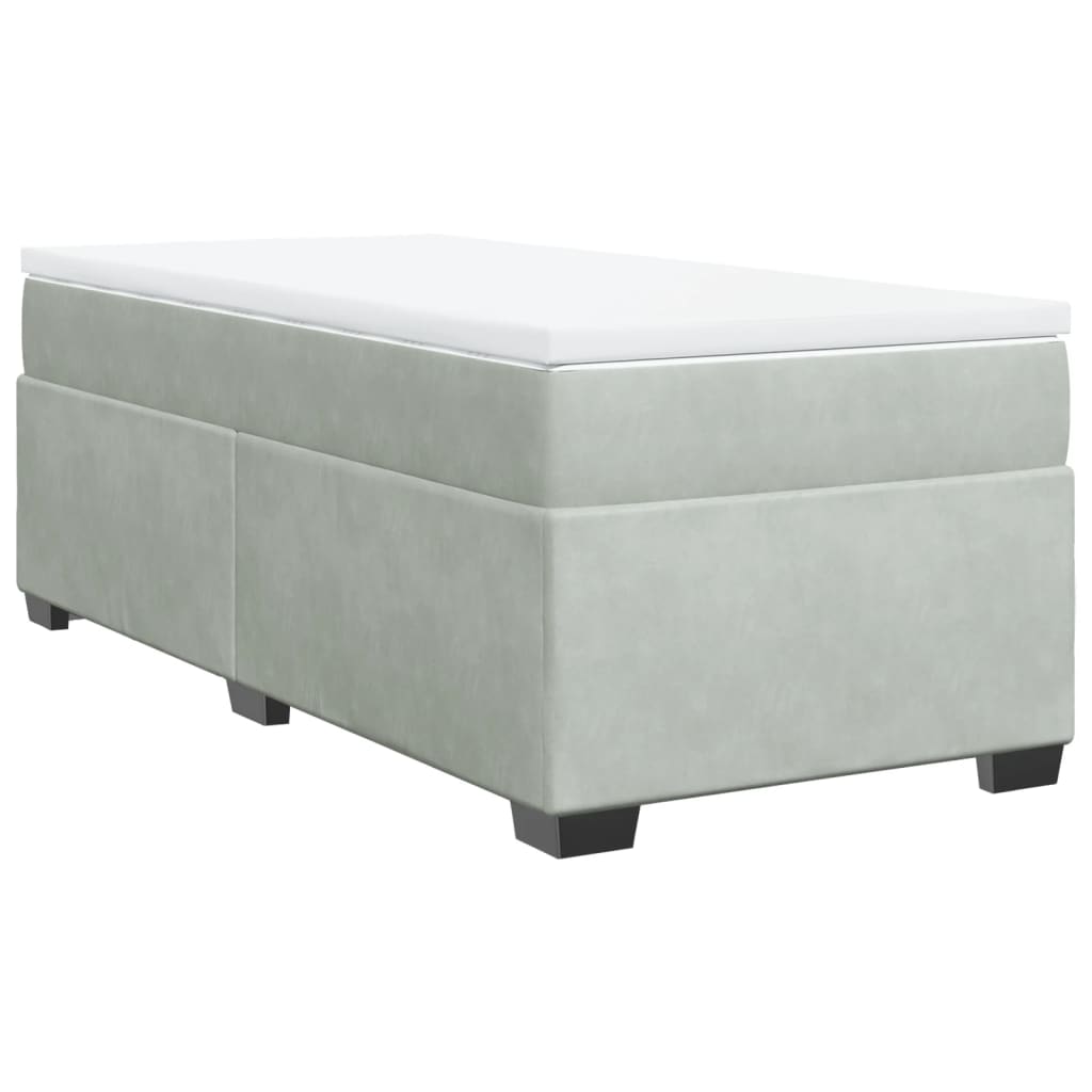 vidaXL Boxspringbett mit Matratze Hellgrau 80x200 cm Samt