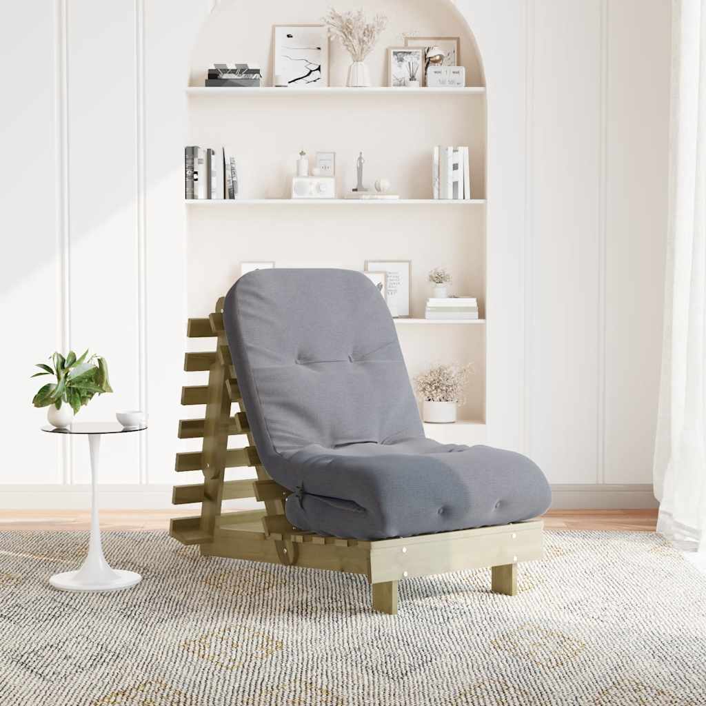 vidaXL Futon Schlafsofa mit Matratze 60x206x11 Kiefernholz Imprägniert