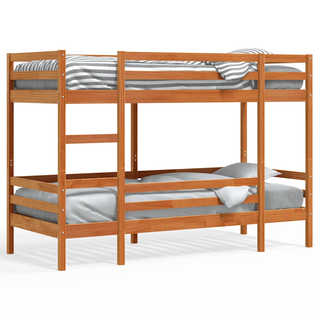 vidaXL Etagenbett Wachsbraun 80x200 cm Massivholz Kiefer
