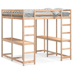 vidaXL Hochbett mit Schreibtisch & Leiter 180x200 cm Massivholz Kiefer