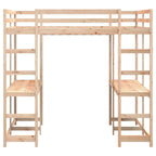 vidaXL Hochbett mit Schreibtisch & Leiter 180x200 cm Massivholz Kiefer