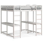 vidaXL Hochbett mit Schreibtisch & Leiter Weiß 160x200 cm Kiefernholz