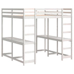 vidaXL Hochbett mit Schreibtisch & Leiter Weiß 160x200 cm Kiefernholz