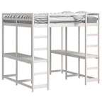 vidaXL Hochbett mit Schreibtisch & Leiter Weiß 160x200 cm Kiefernholz