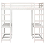vidaXL Hochbett mit Schreibtisch & Leiter Weiß 160x200 cm Kiefernholz