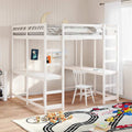 vidaXL Hochbett mit Schreibtisch & Leiter Weiß 160x200 cm Kiefernholz