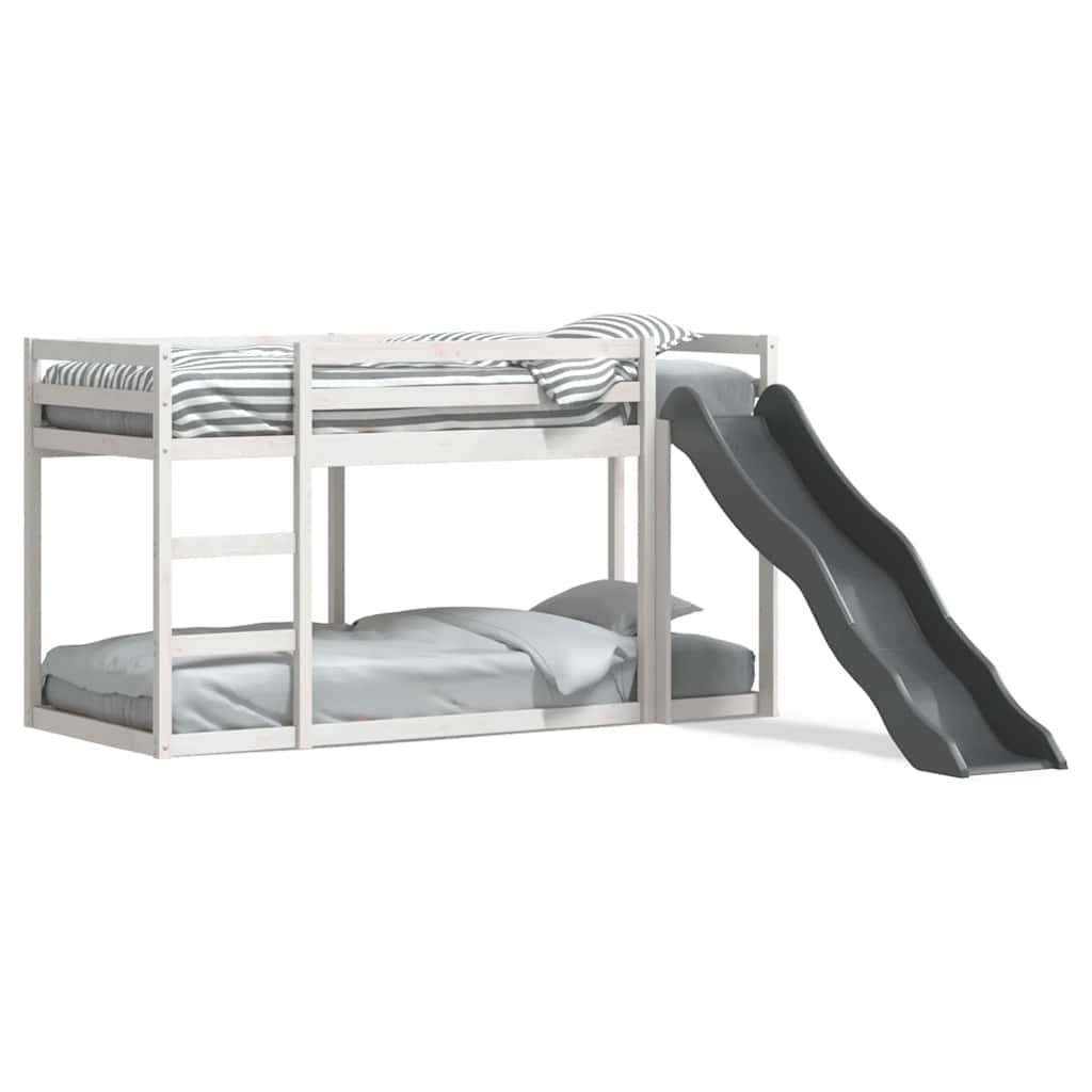 vidaXL Etagenbett mit Rutsche & Leiter Weiß 90x200cm Massivholz Kiefer