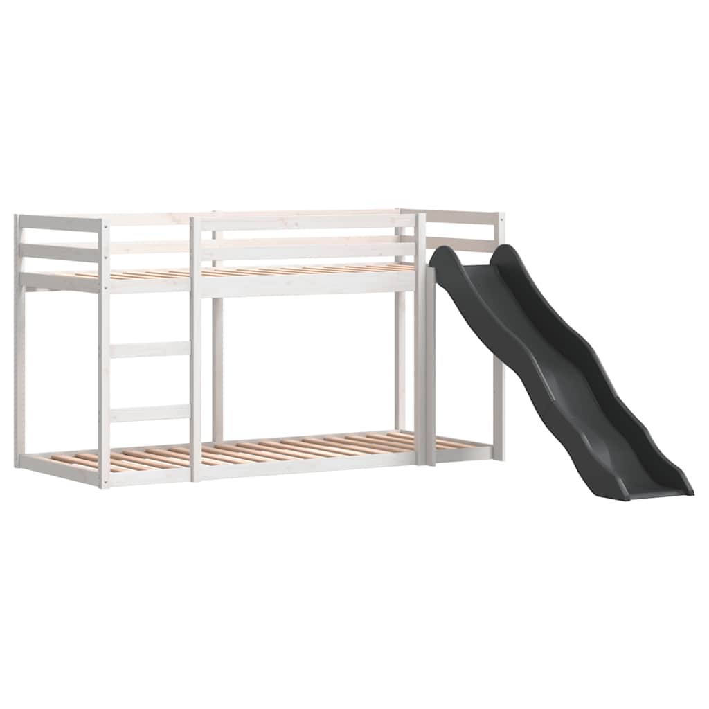 vidaXL Etagenbett mit Rutsche & Leiter Weiß 90x200cm Massivholz Kiefer