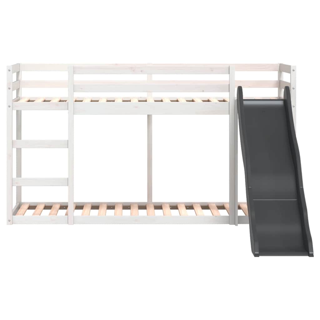 vidaXL Etagenbett mit Rutsche & Leiter Weiß 90x200cm Massivholz Kiefer