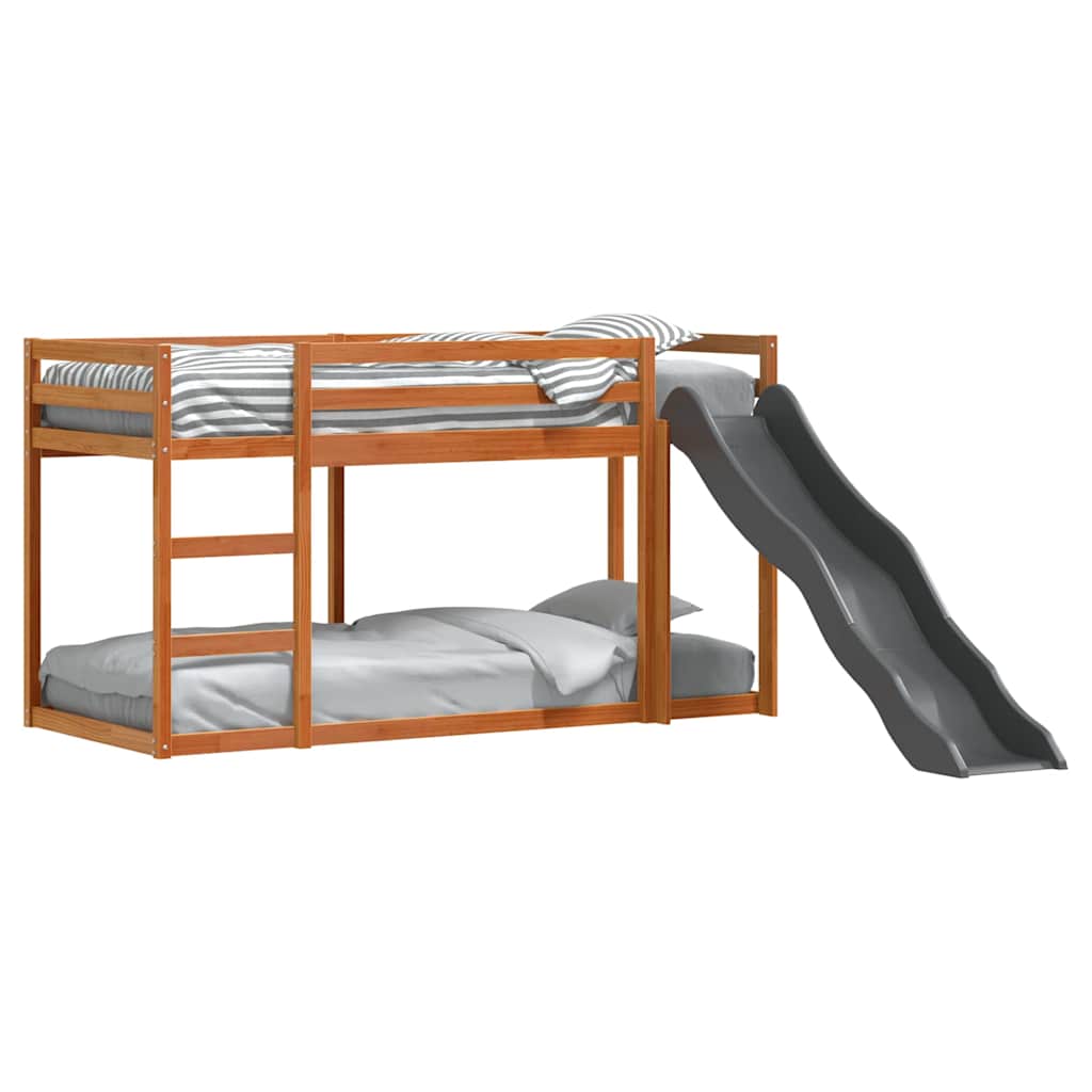 vidaXL Etagenbett mit Rutsche & Leiter Wachsbraun 90x200cm Kiefernholz