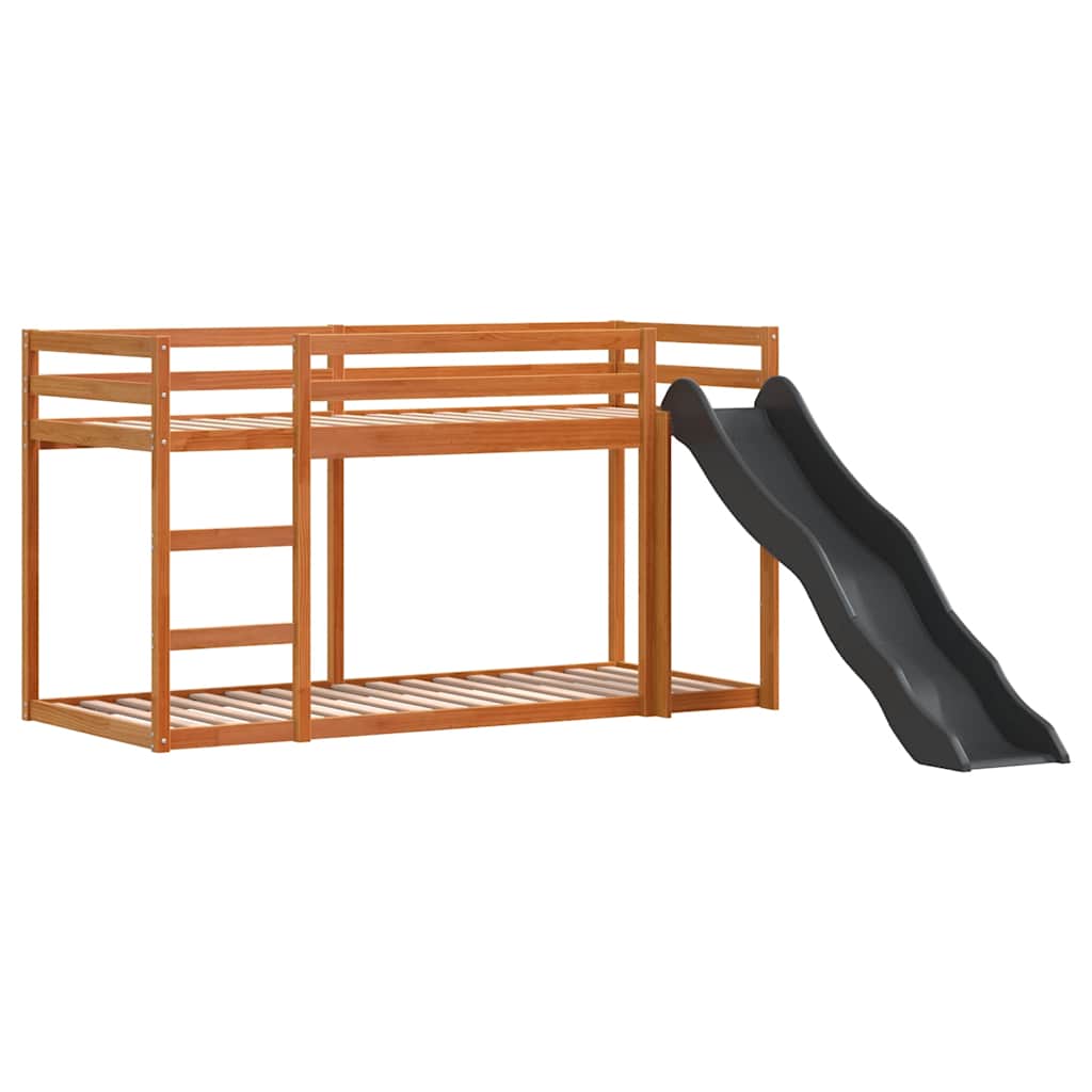 vidaXL Etagenbett mit Rutsche & Leiter Wachsbraun 90x200cm Kiefernholz
