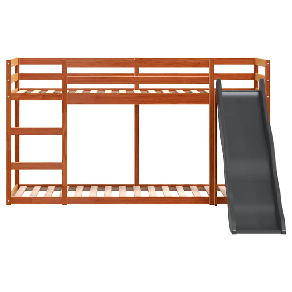 vidaXL Etagenbett mit Rutsche & Leiter Wachsbraun 90x200cm Kiefernholz