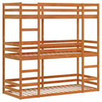 vidaXL Dreifach-Etagenbett Wachsbraun 80x200 cm Massivholz Kiefer