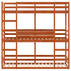 vidaXL Dreifach-Etagenbett Wachsbraun 80x200 cm Massivholz Kiefer