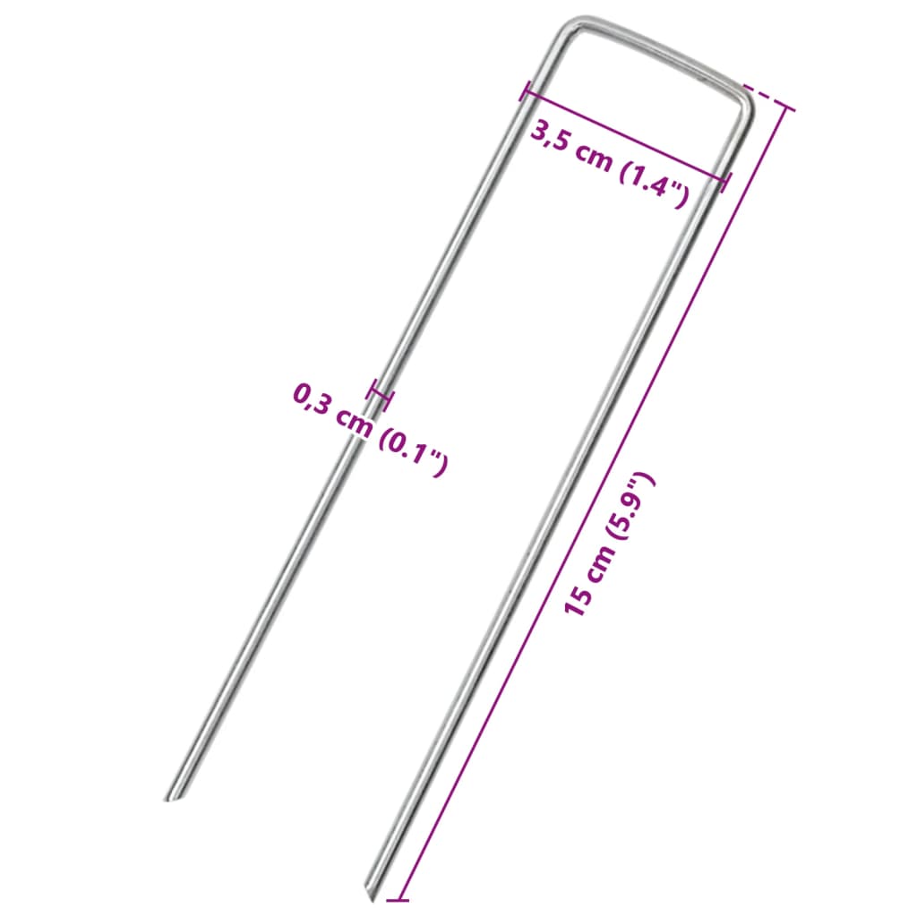 vidaXL Bodenanker U-Form 25 Stk. 15x3,5 cm Verzinkter Stahl