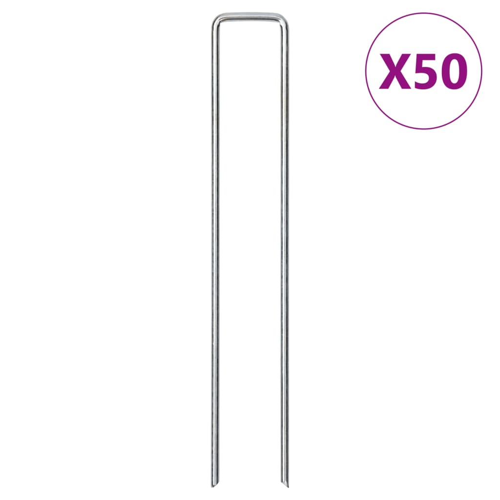 vidaXL Bodenanker 50 Stk. U-Form 20x4 cm Verzinkter Stahl