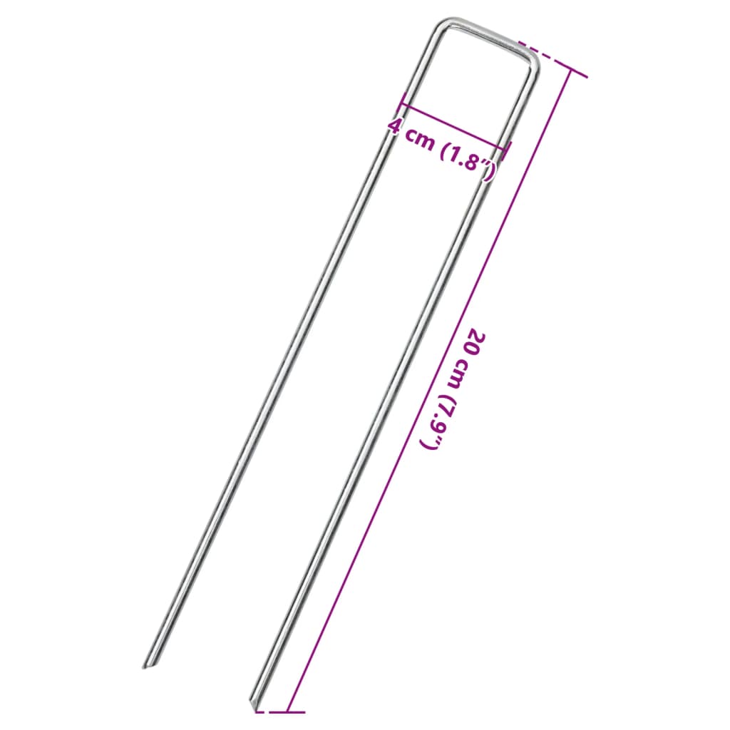 vidaXL Bodenanker 50 Stk. U-Form 20x4 cm Verzinkter Stahl