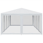 vidaXL Partyzelt mit 12 Mesh-Seitenteilen Weiß 8x4 m HDPE