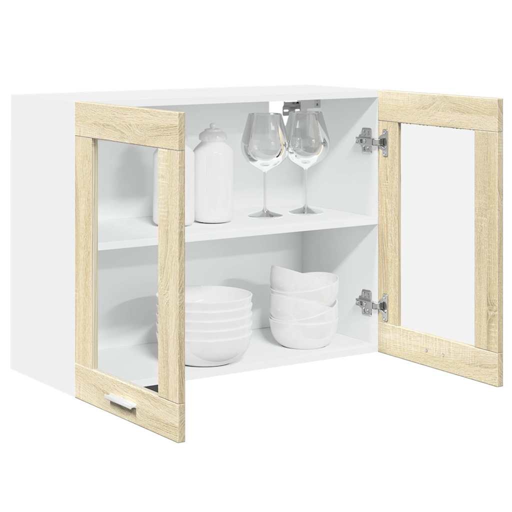 vidaXL Hängeglasschrank Lyon Sonoma-Eiche 80x31x60 cm Holzwerkstoff