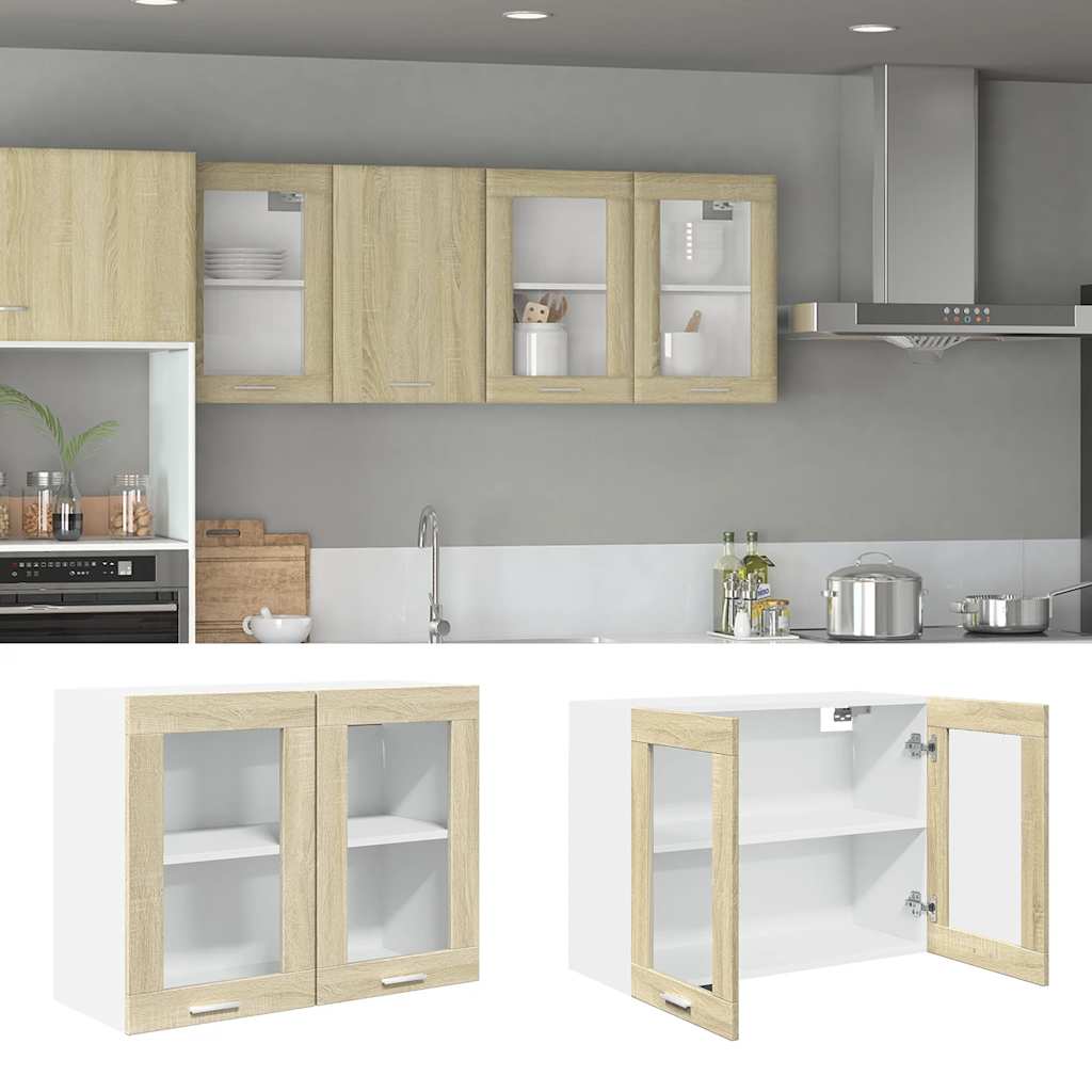 vidaXL Hängeglasschrank Lyon Sonoma-Eiche 80x31x60 cm Holzwerkstoff