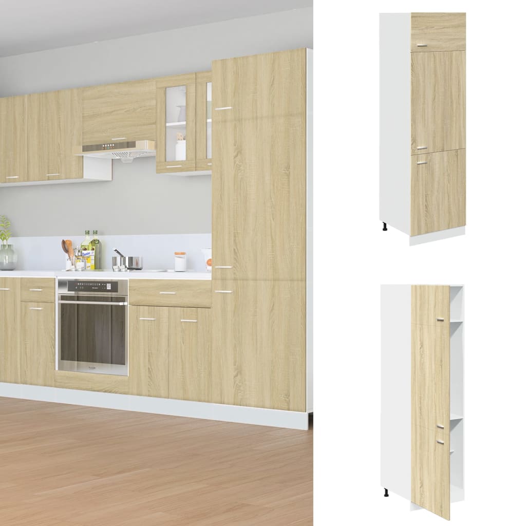 vidaXL Kühlumbauschrank Lyon Sonoma-Eiche 60x57x207 cm Holzwerkstoff