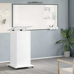vidaXL Rednerpult mit Rollen & Schublade Weiß 55x55x107 cm