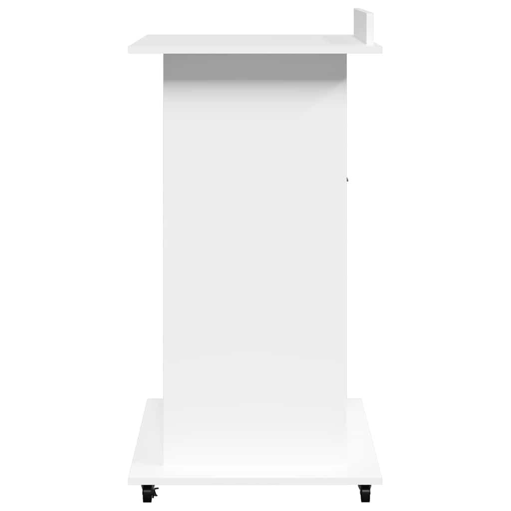vidaXL Rednerpult mit Rollen & Schublade Weiß 55x55x107 cm