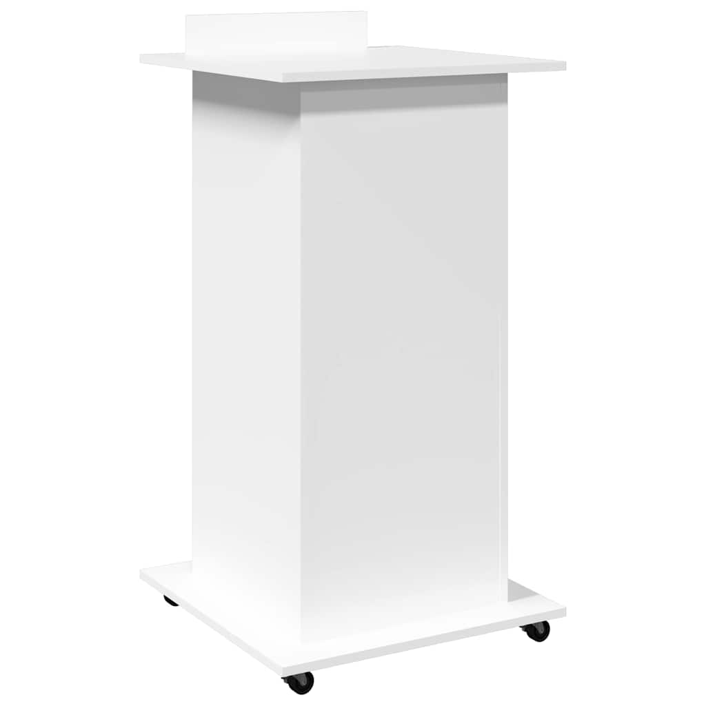 vidaXL Rednerpult mit Rollen & Schublade Weiß 55x55x107 cm