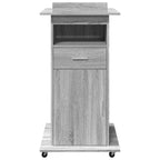 vidaXL Rednerpult mit Rollen & Schublade Grau Sonoma 55x55x107 cm