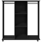 vidaXL Kleiderständer mit Rollen Schwarz 102x38x110 cm Holzwerkstoff