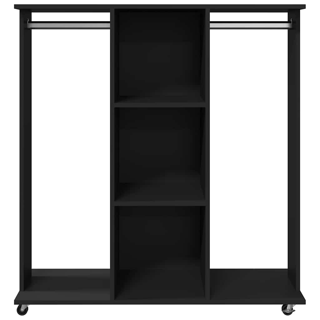 vidaXL Kleiderständer mit Rollen Schwarz 102x38x110 cm Holzwerkstoff