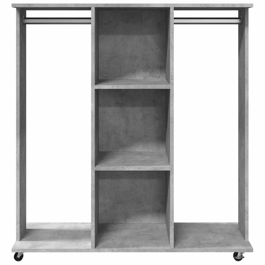 vidaXL Kleiderständer mit Rollen Betongrau 102x38x110 cm Holzwerkstoff
