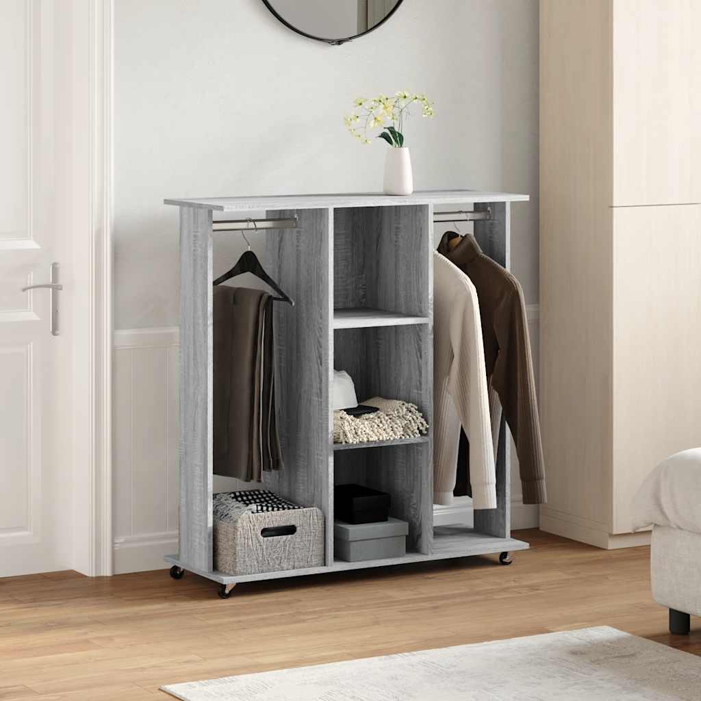 vidaXL Kleiderständer mit Rollen Grau Sonoma 102x38x110 cm