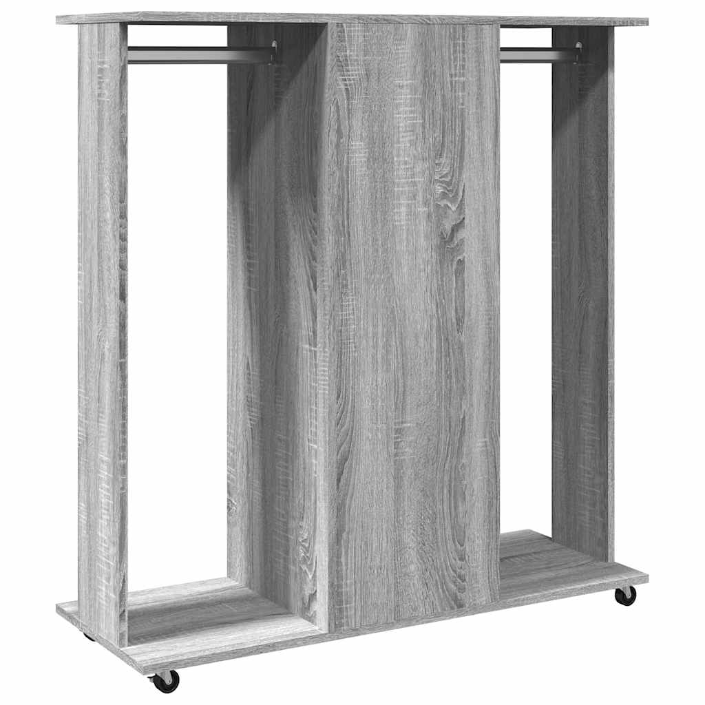 vidaXL Kleiderständer mit Rollen Grau Sonoma 102x38x110 cm