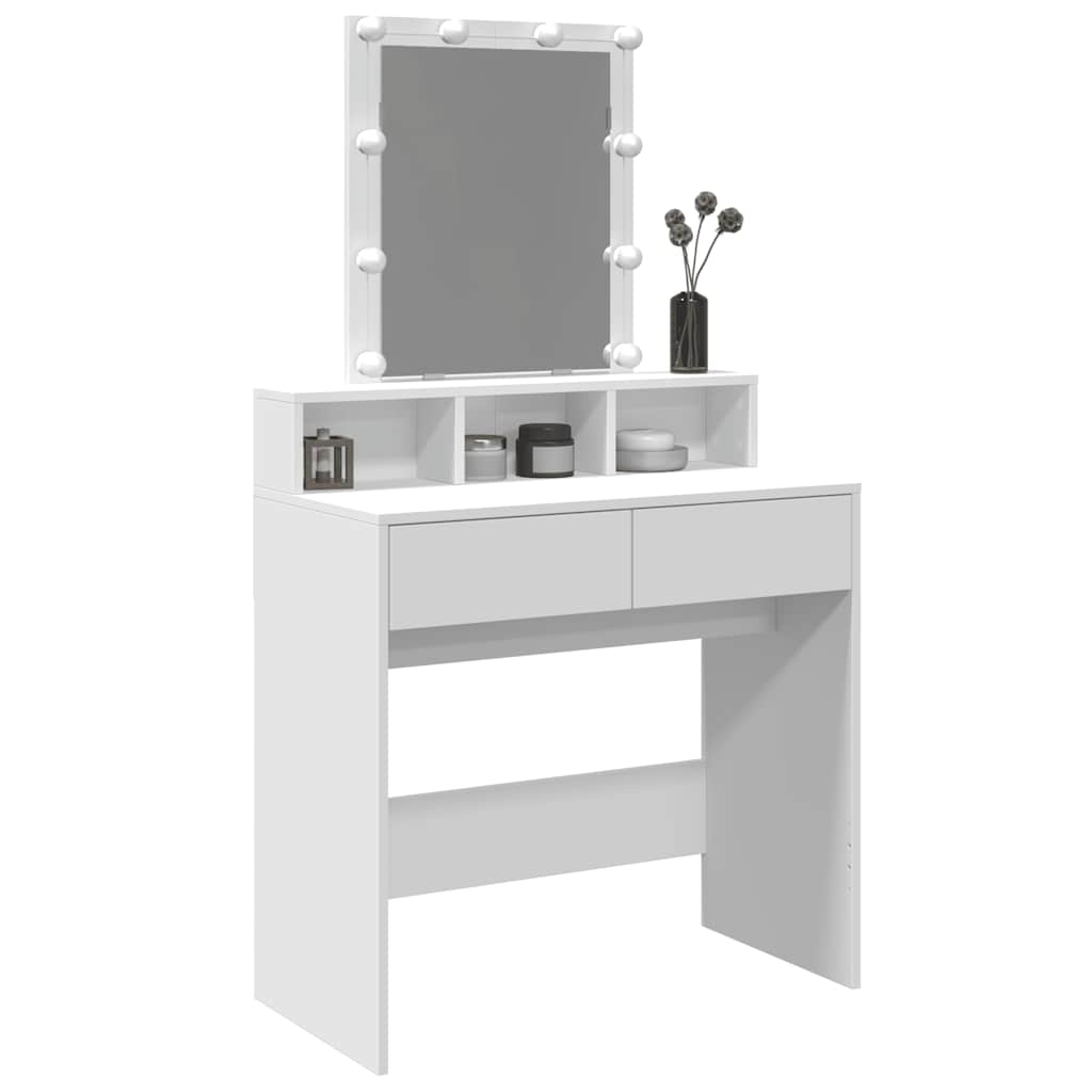 vidaXL Schminktisch mit LED-Beleuchtung Weiß 80x41x144,5 cm