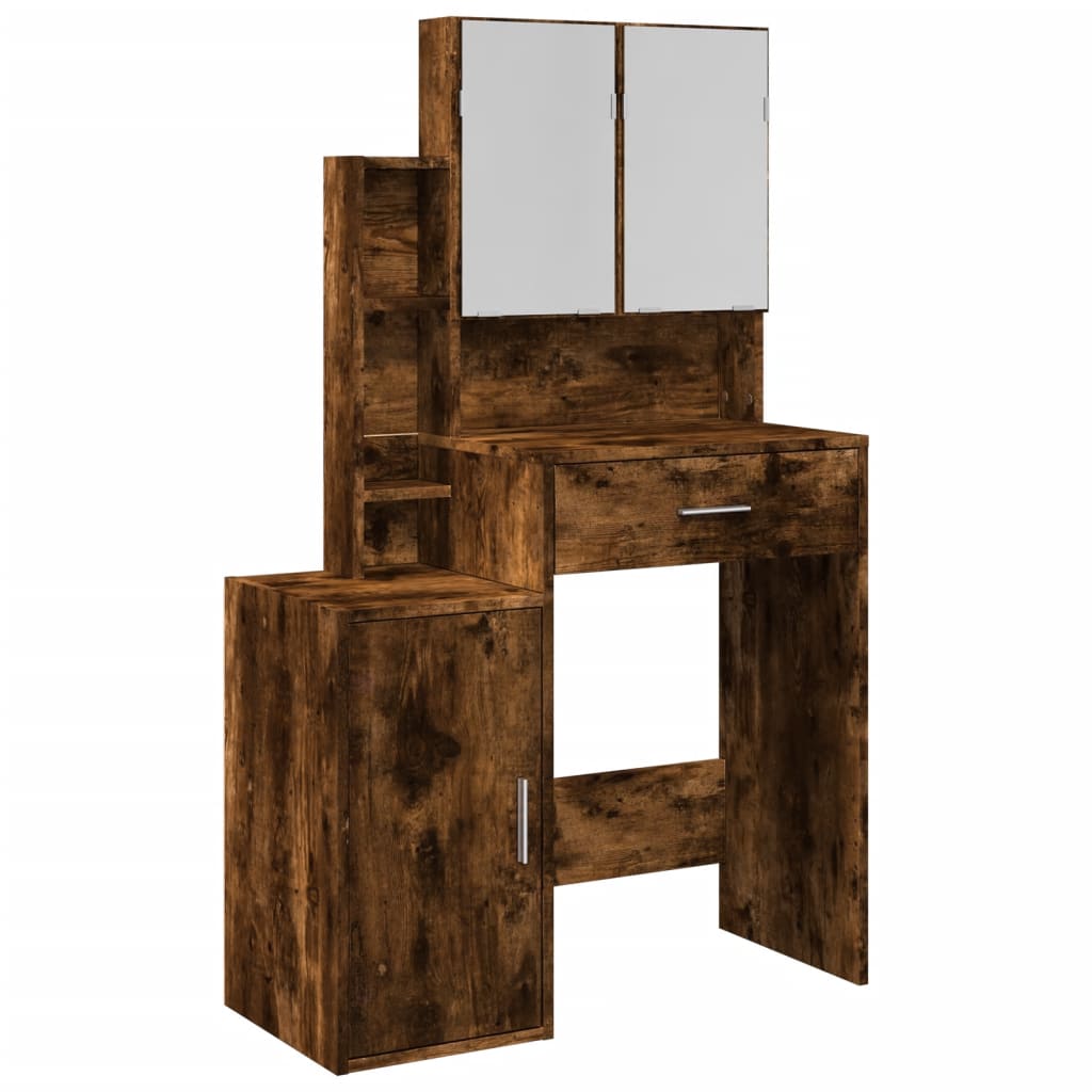 vidaXL Schminktisch mit Schrank Räuchereiche 80x35x132 cm