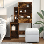 vidaXL Schminktisch mit Schrank Räuchereiche 80x35x132 cm