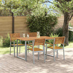 vidaXL Garten Essgruppe 5 pcs Grau Massivholz Akazie