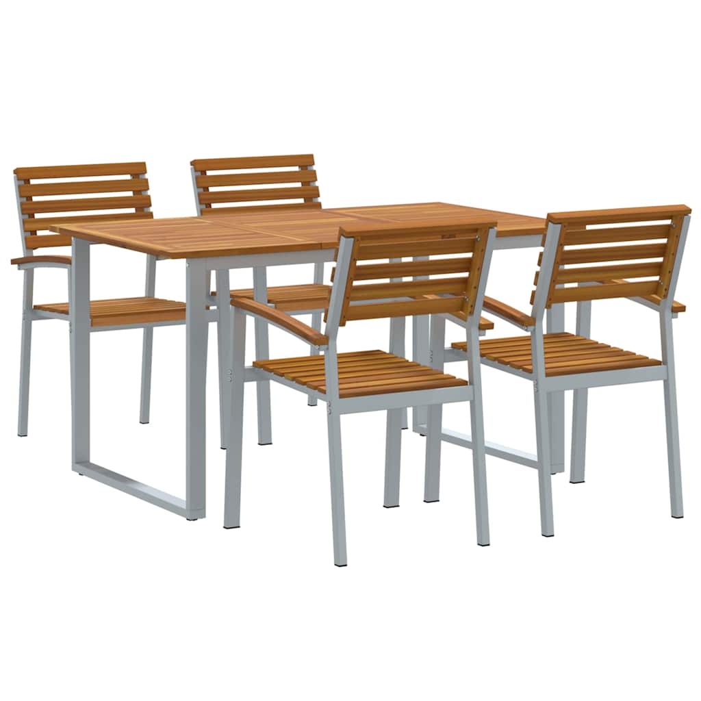 vidaXL Garten Essgruppe 5 pcs Grau Massivholz Akazie