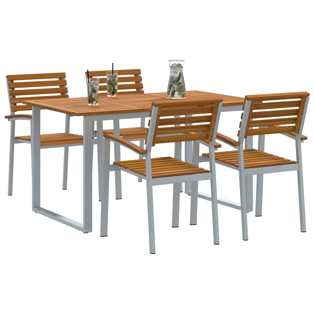 vidaXL Garten Essgruppe 5 pcs Grau Massivholz Akazie