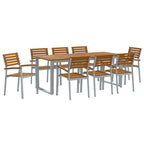 vidaXL Garten Essgruppe 9 pcs Grau Massivholz Akazie