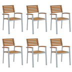 vidaXL Gartenstuhl 6 pcs Braun 56 x 57 x 87 cm Massivholz Akazie
